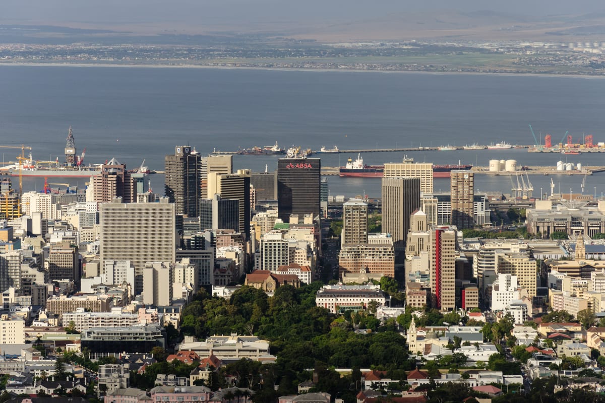 Cape Town city and harbour seen from above